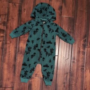 Kids Green and Black Hooded One Piece